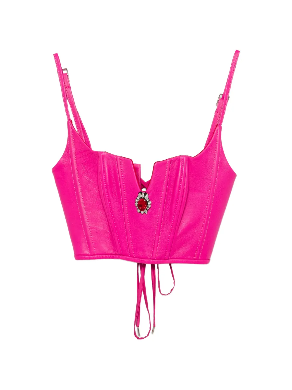 MITILIANE COUTURE Kyla crystal-embellished leather bustier - Rosa