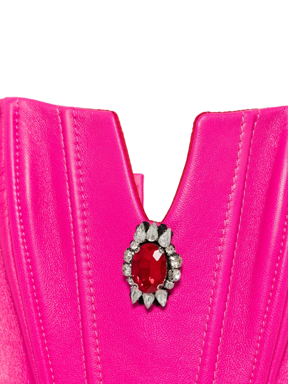 MITILIANE COUTURE Kyla leren bustier verfraaid met kristallen Roze