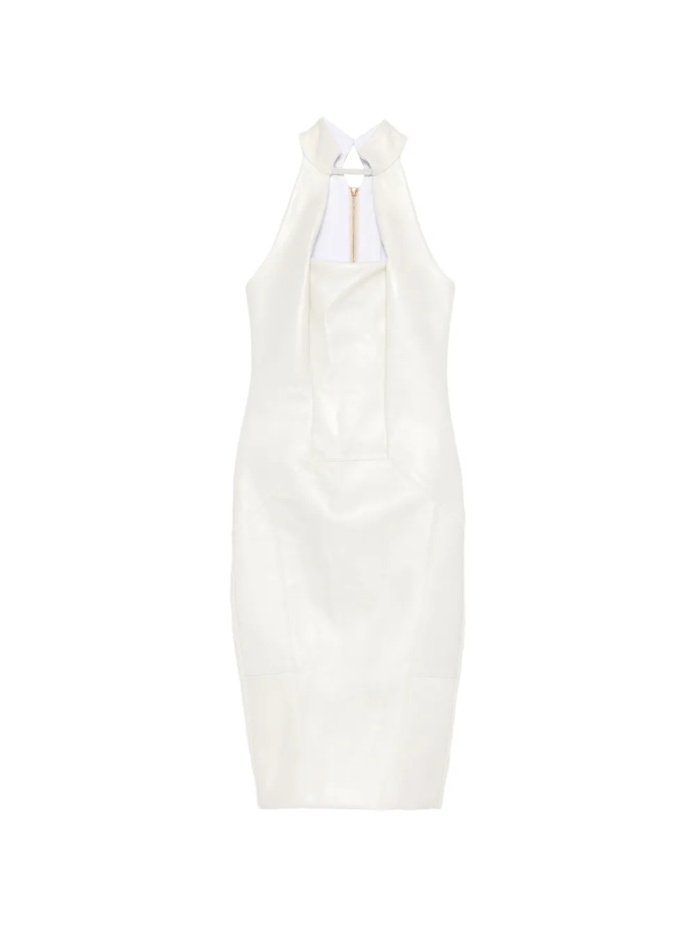 MITILIANE COUTURE cut-out halterneck leather midi dress - Toni neutri