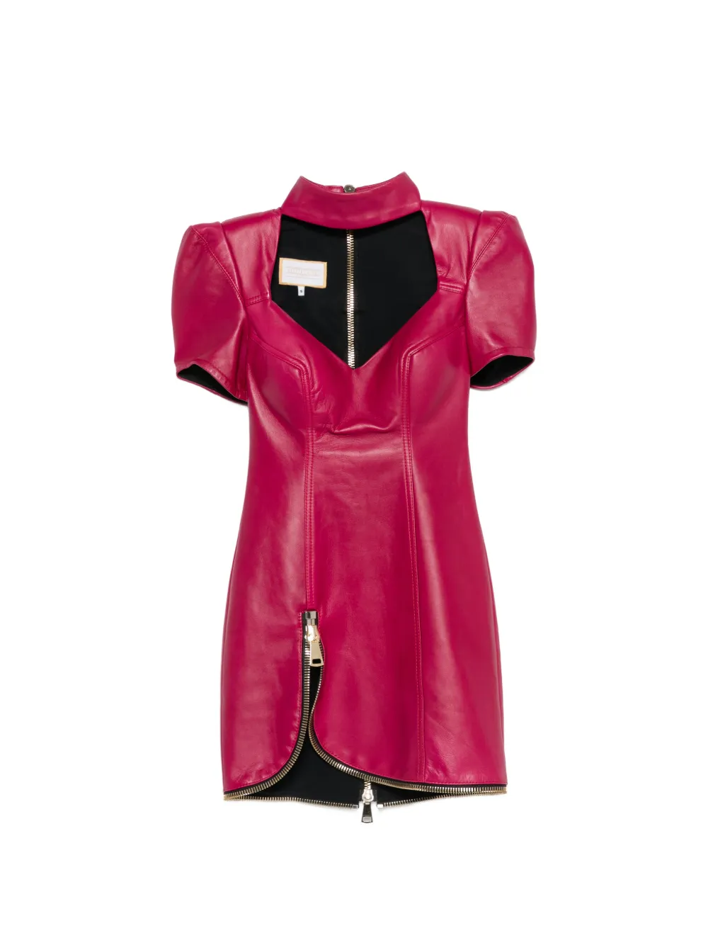 MITILIANE COUTURE puff-sleeve leather mini dress - Rosa