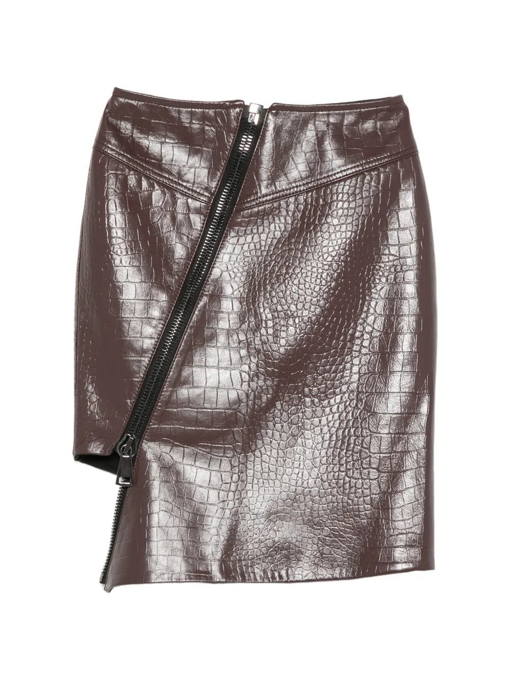 MITILIANE COUTURE croc-effect zipped leather skirt - Rosso