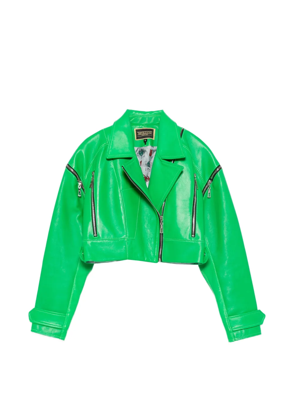 MITILIANE COUTURE detachable-sleeve leather jacket - Verde