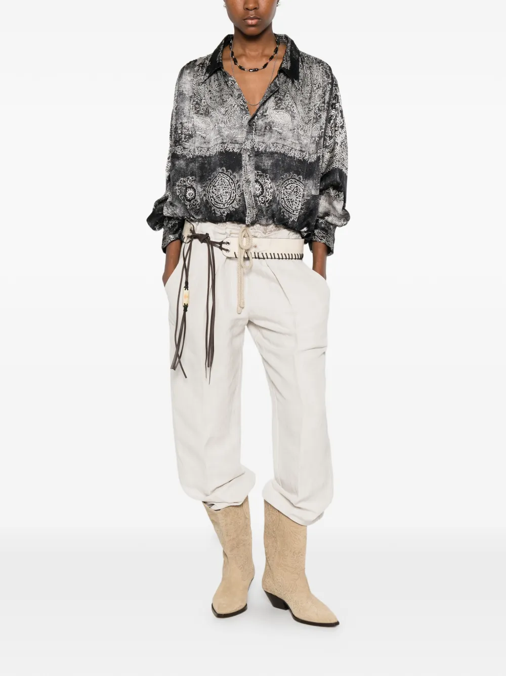 R13 Blouse met medallion-print Zwart