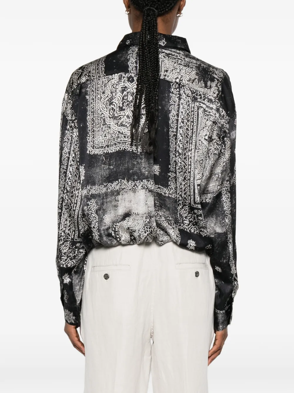 R13 Blouse met medallion-print Zwart