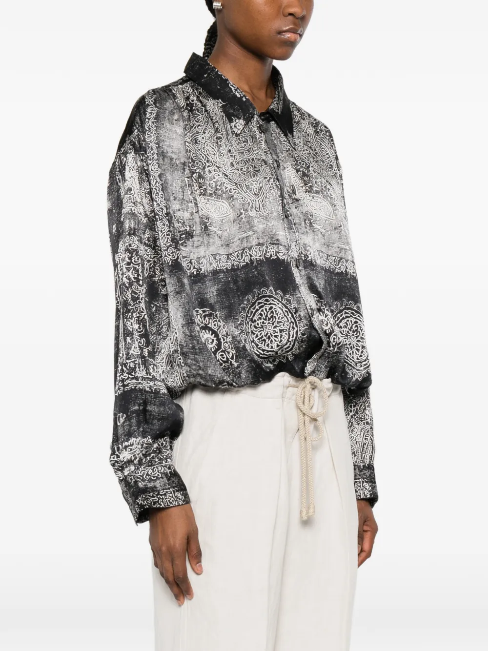 R13 Blouse met medallion-print Zwart