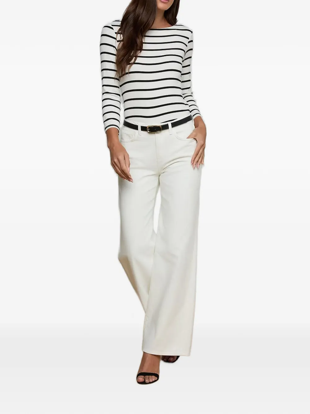 L'Agence Alicent jeans met wijde pijpen Beige