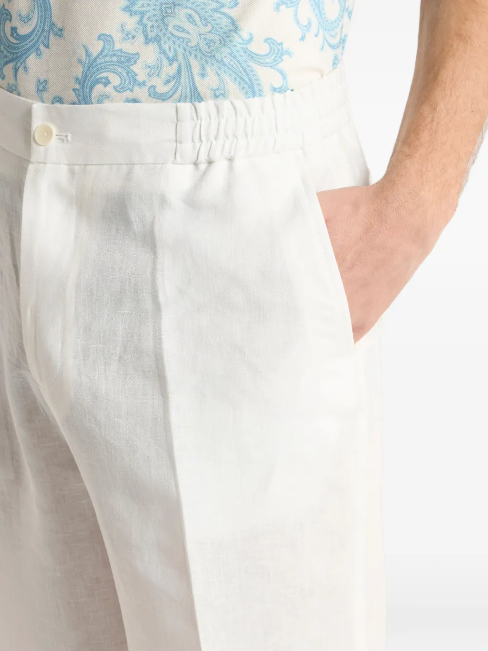 ETRO Linnen effen shorts Wit