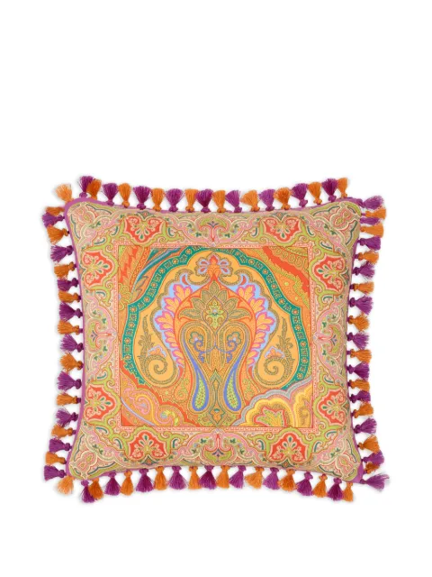 ETRO HOME tassels placed-print cushion