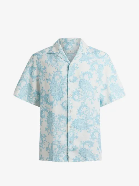 ETRO linen bowling shirt with Paisley-motif