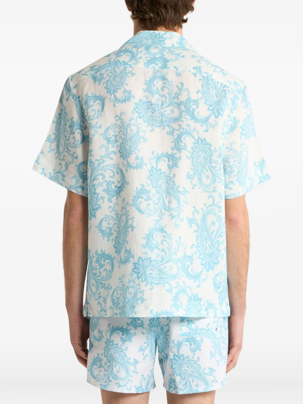 ETRO Linnen bowlingshirt met paisley-patroon Wit