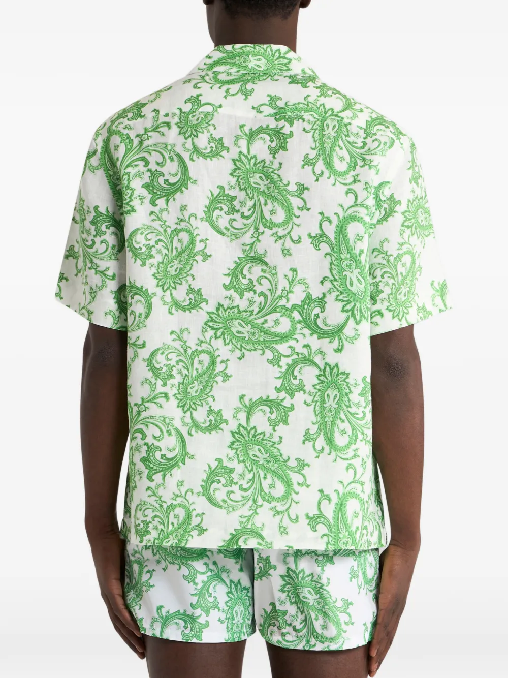 ETRO Linnen bowlingshirt met paisley-patroon Wit