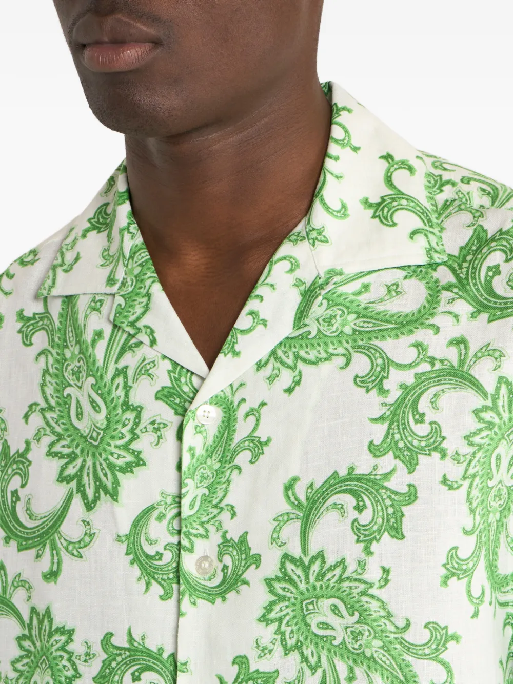 ETRO Linnen bowlingshirt met paisley-patroon Wit