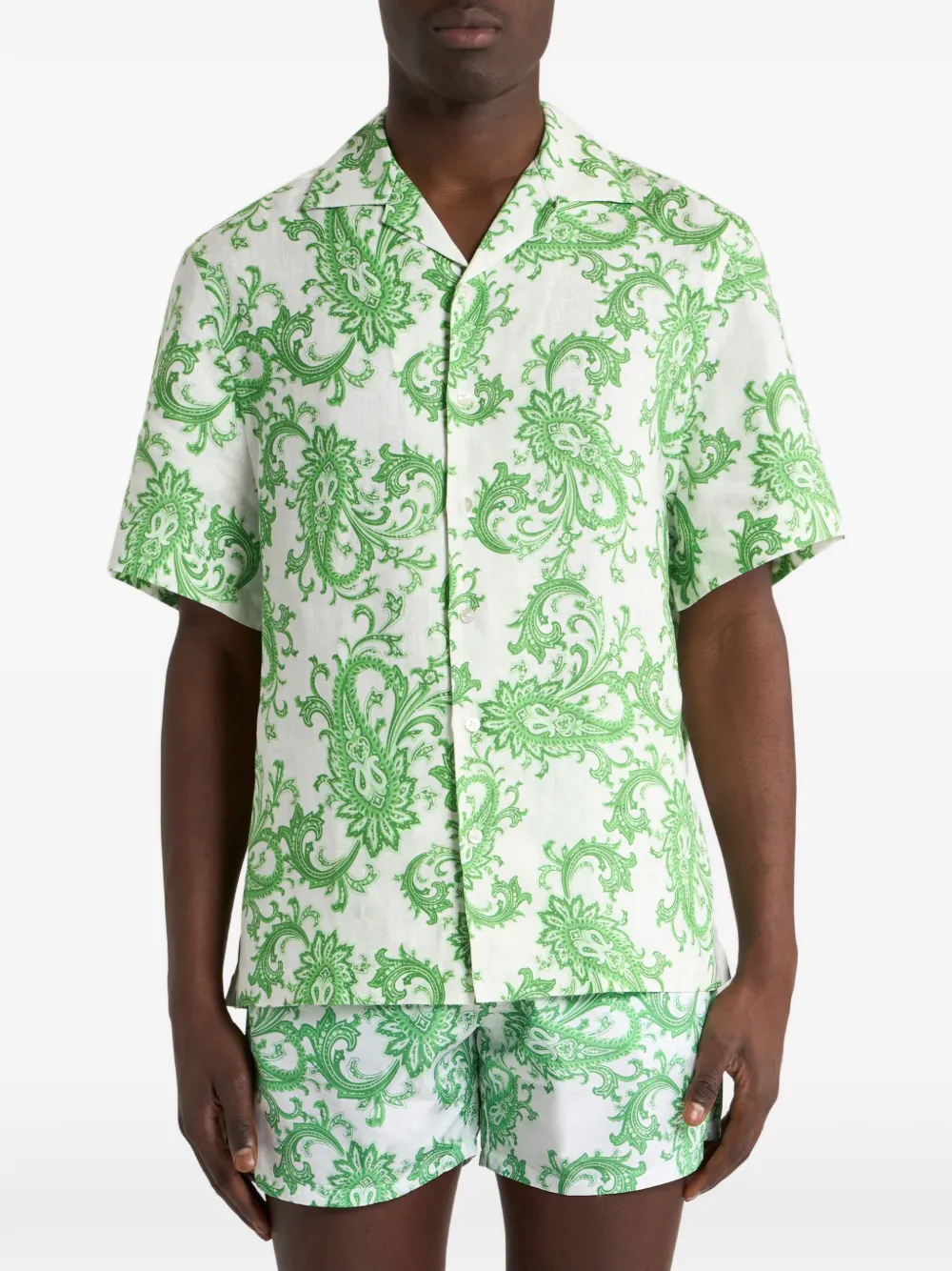 ETRO Linnen bowlingshirt met paisley-patroon Wit