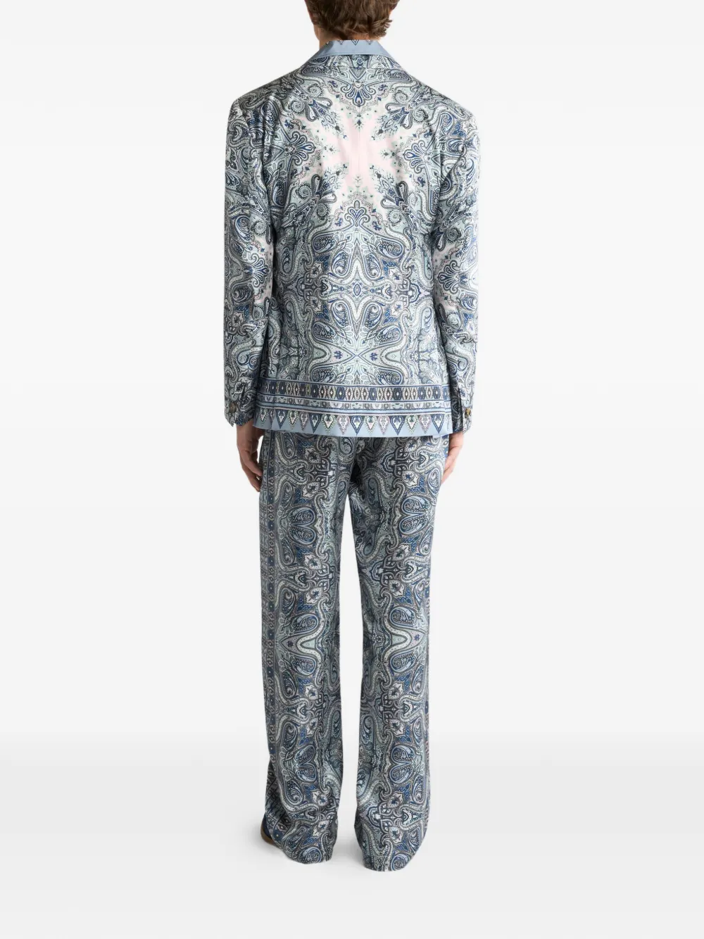 ETRO Zijden jack met enkele rij knopen en paisley-print Blauw