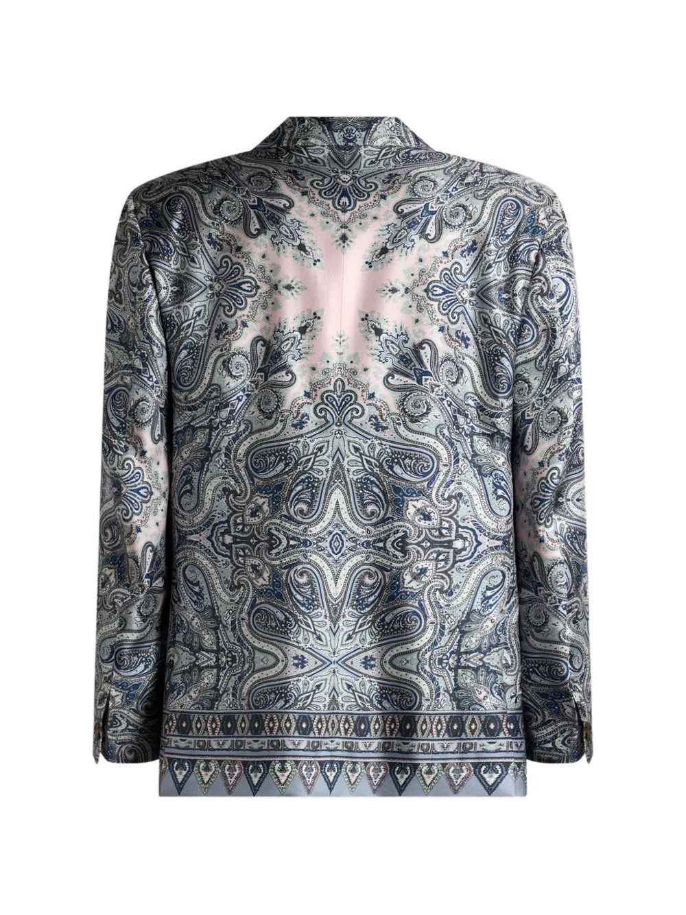 ETRO Zijden jack met enkele rij knopen en paisley-print Blauw