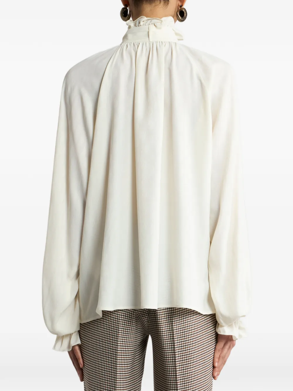 ETRO Blouse van zijdeblend met jacquard en paisley-patroon Beige