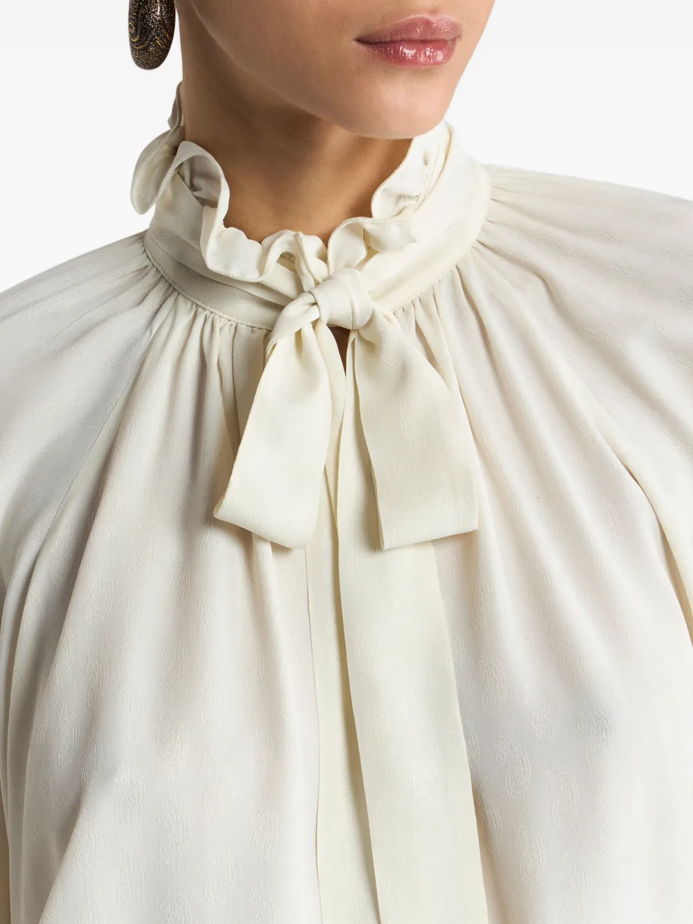 ETRO Blouse van zijdeblend met jacquard en paisley-patroon Beige