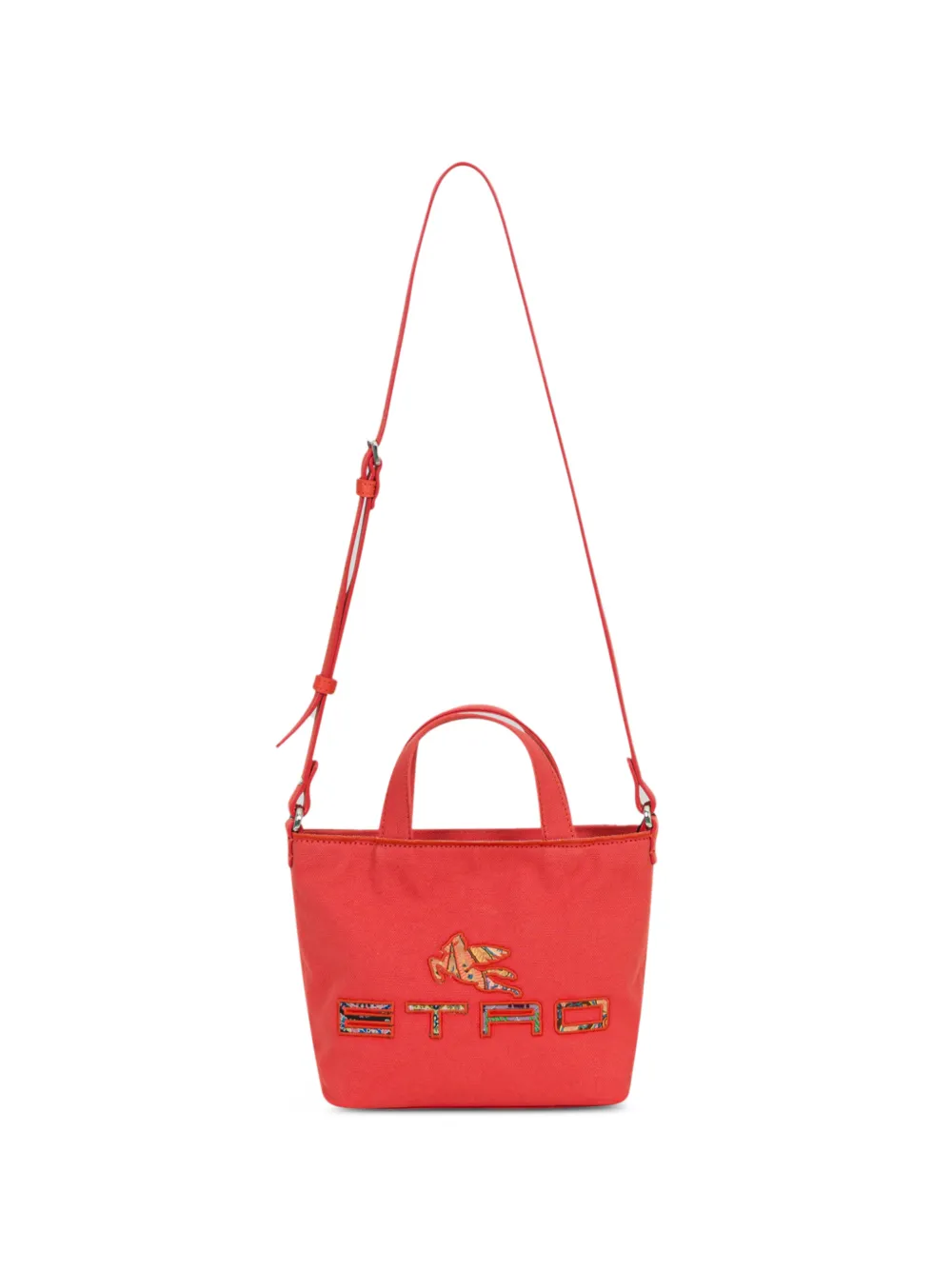 ETRO KIDS branded patches canvas bucket bag - Rosso