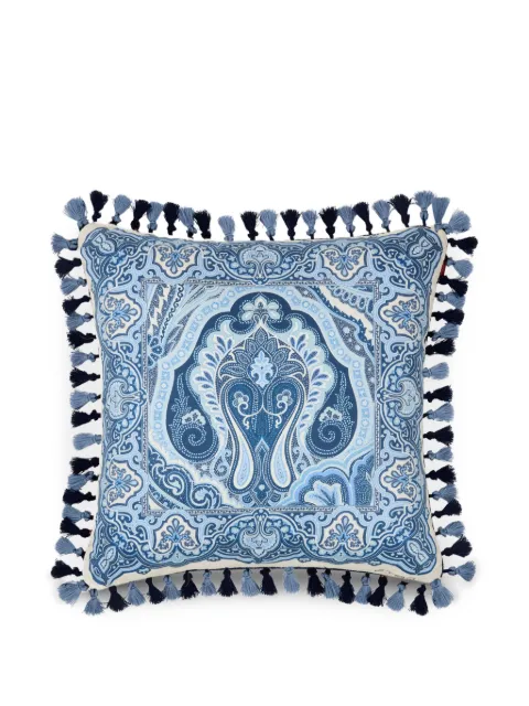 ETRO HOME tassels print cotton cushion