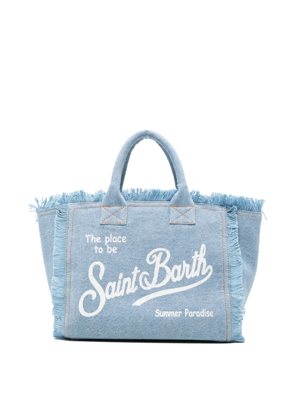MC2 Saint Barth Kids Colette frayed logo-print tote bag - Blu