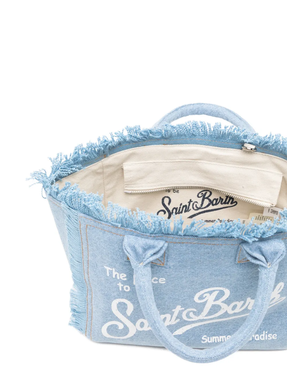 MC2 Saint Barth Kids Colette shopper met logo-print en franje Blauw