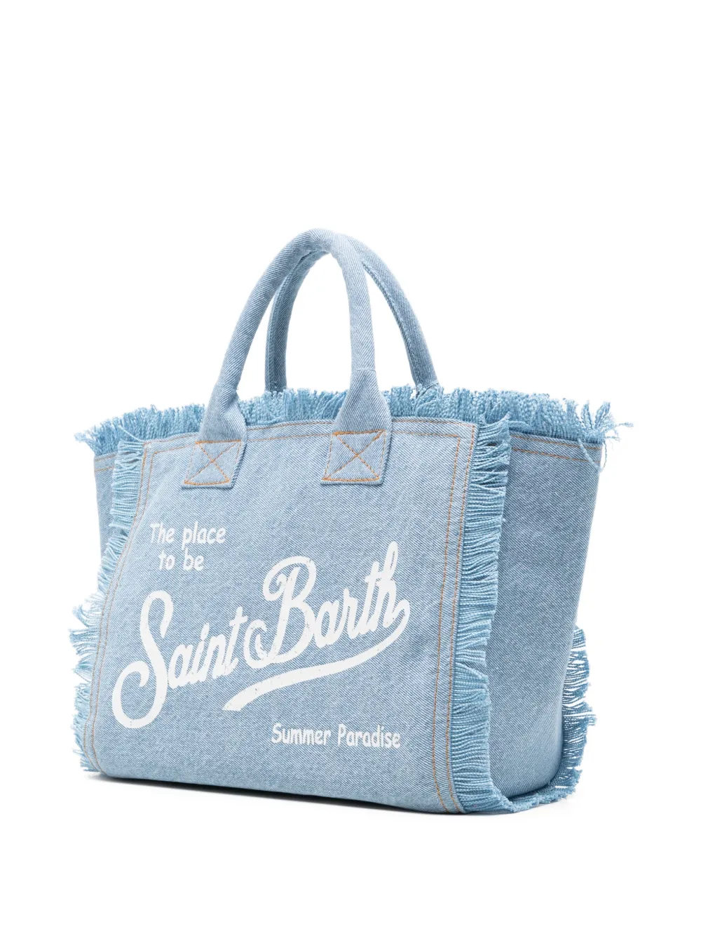 MC2 Saint Barth Kids Colette shopper met logo-print en franje Blauw