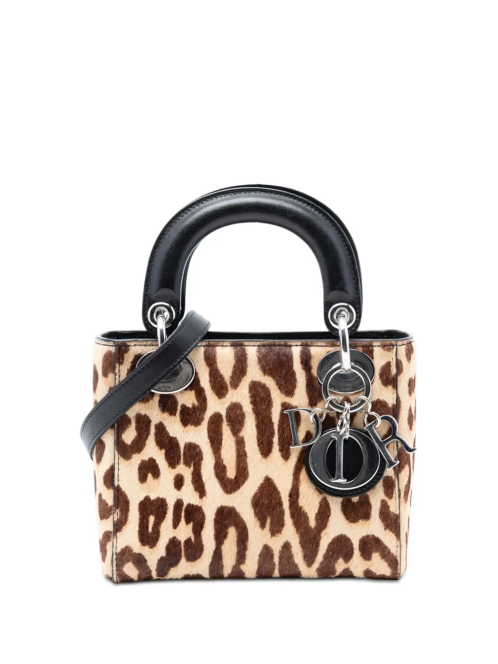Christian Dior Pre-Owned 2014 mini Lady Dior Satchel-Tasche mit Leoparden-Print aus Ponyhaar - Nude