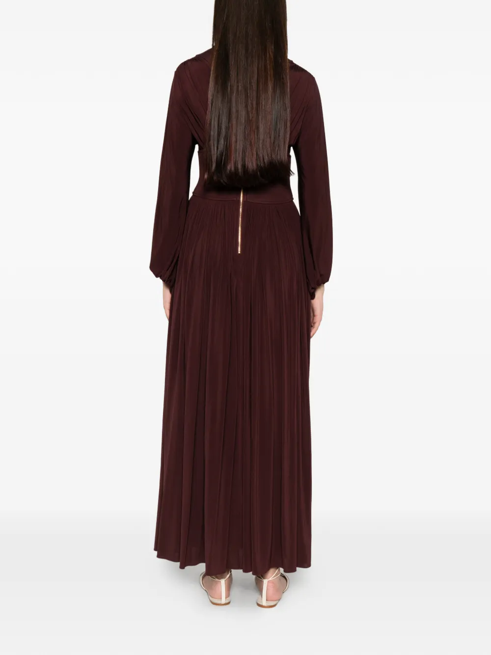 ZIMMERMANN Luna geplooide jurk met lange mouwen Rood