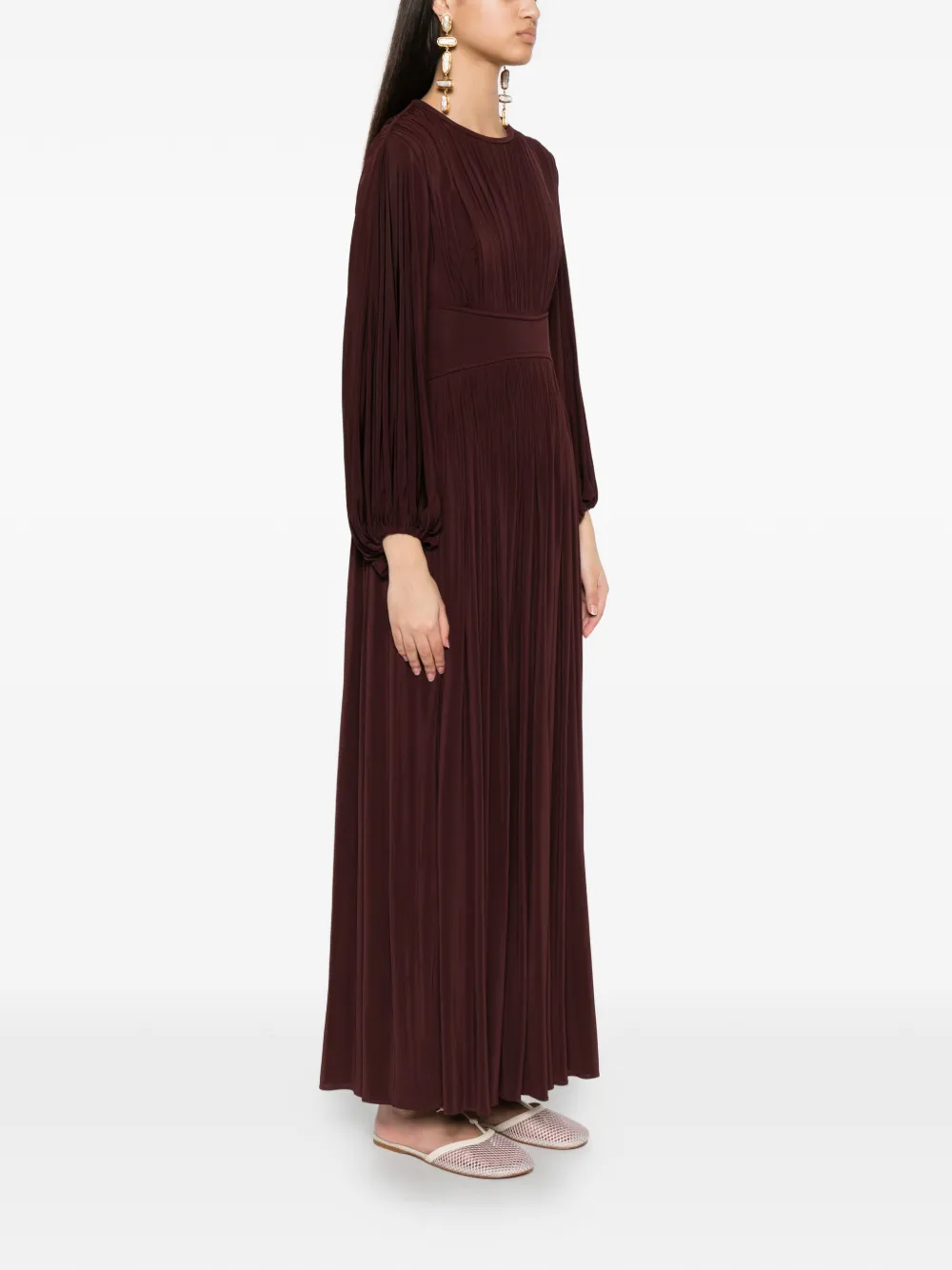 ZIMMERMANN Luna geplooide jurk met lange mouwen Rood