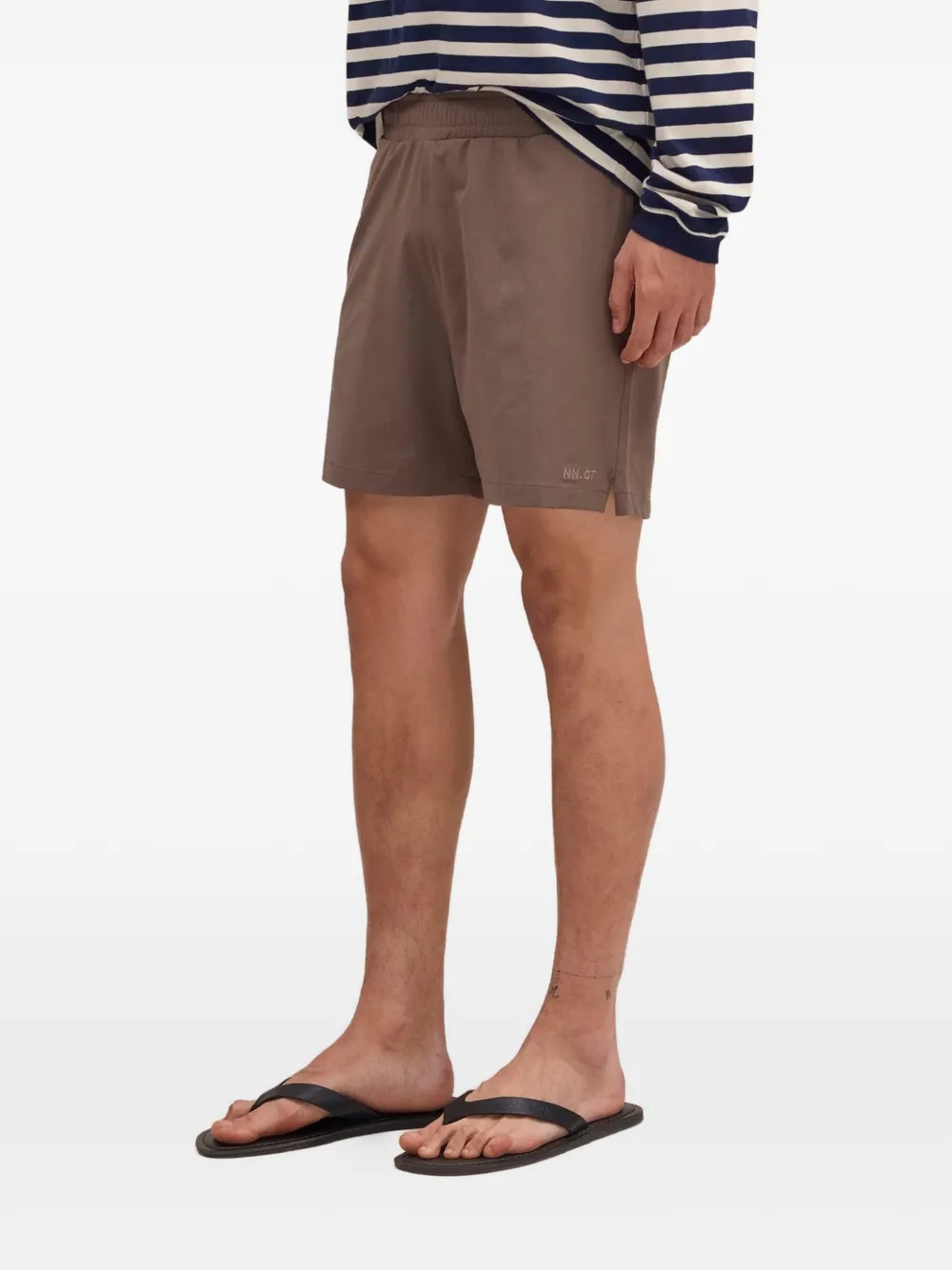 NN07 Elastische shorts met borduurwerk Beige