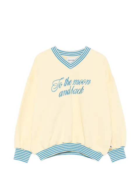 Mini Rodini embroidered striped-trim sweatshirt