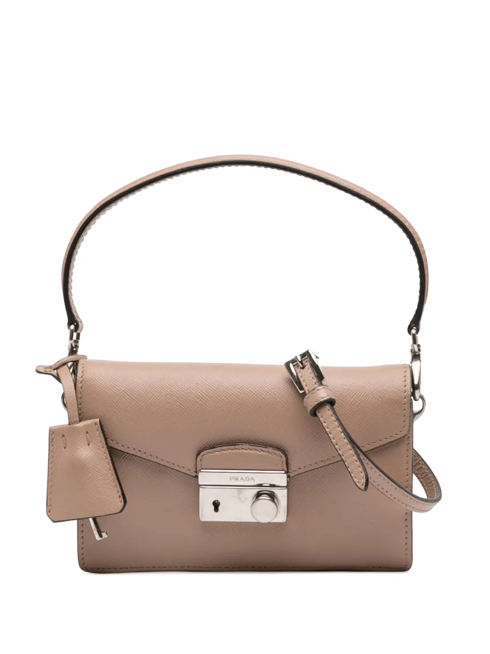 Prada Pre-Owned 2013-2026 Mini Saffiano Lux Sound Lock satchel - Toni neutri