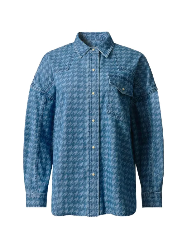 Perfect Moment Houndstooth Denim Shirt in Blue
