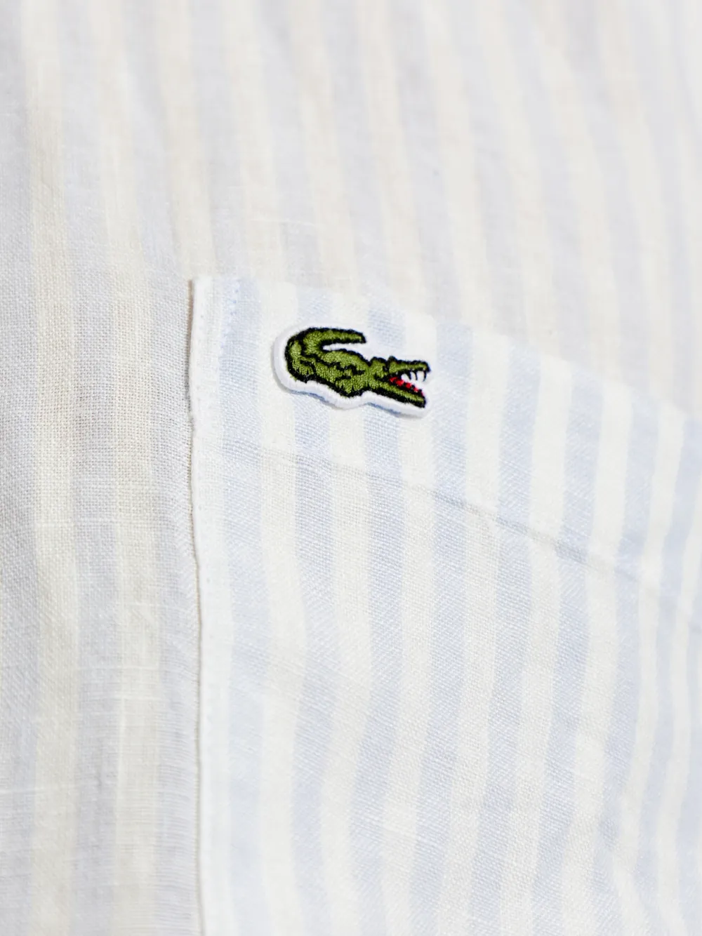 Lacoste Gestreept linnen overhemd Blauw