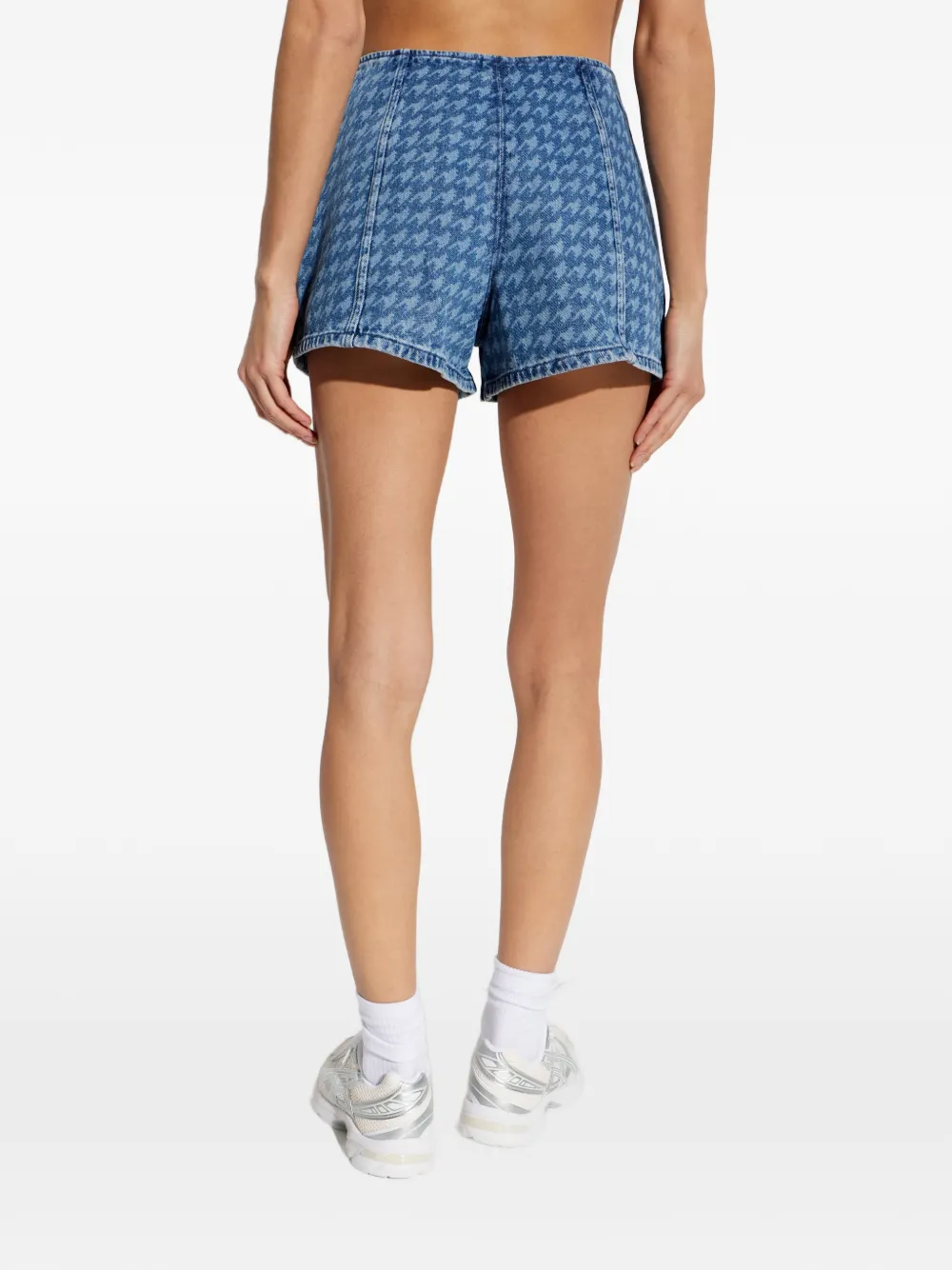Perfect Moment Denim shorts met pied-de-poule print Blauw