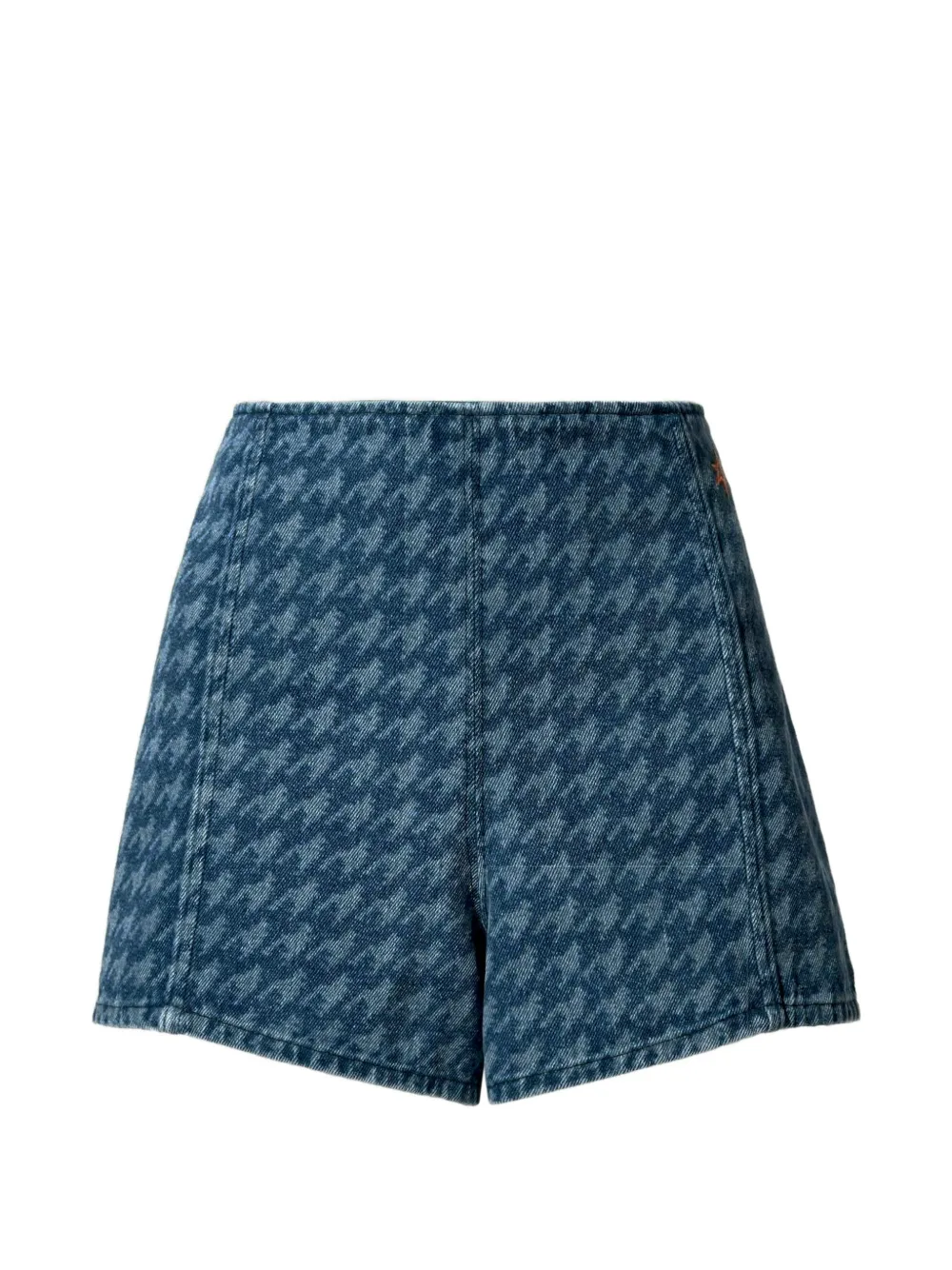 Perfect Moment Denim shorts met pied-de-poule print Blauw