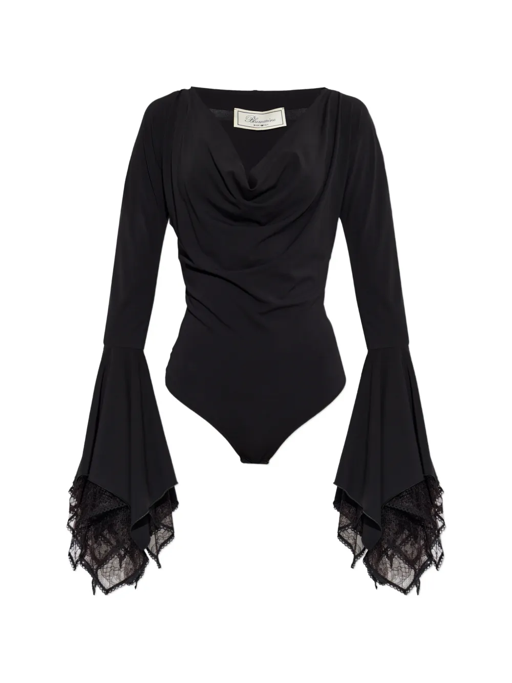 Blumarine lace-trimmed bell-sleeve bodysuit - Nero