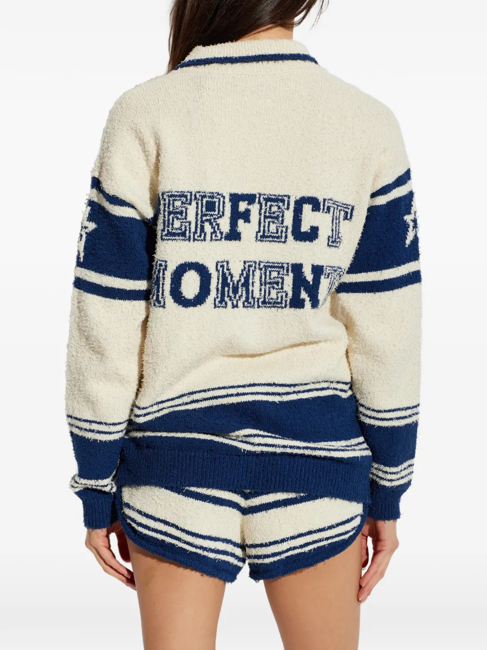 Perfect Moment Gestreept bouclé vest Blauw