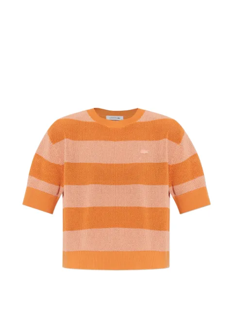 Lacoste horizontal-stripe waffle-knit T-shirt