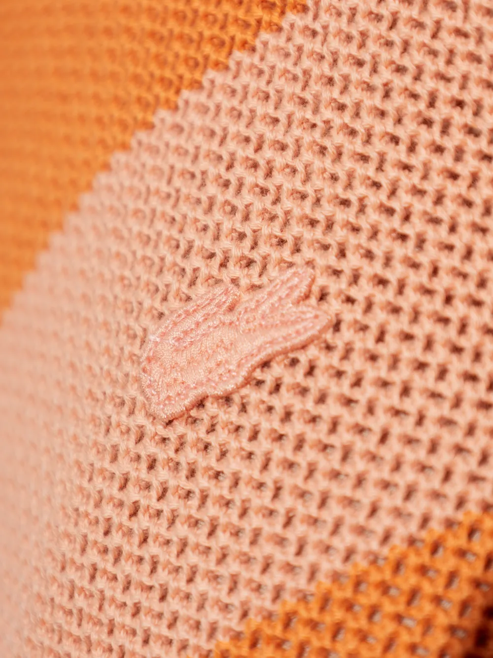 Lacoste Wafelgebreid T-shirt met horizontale streep Oranje