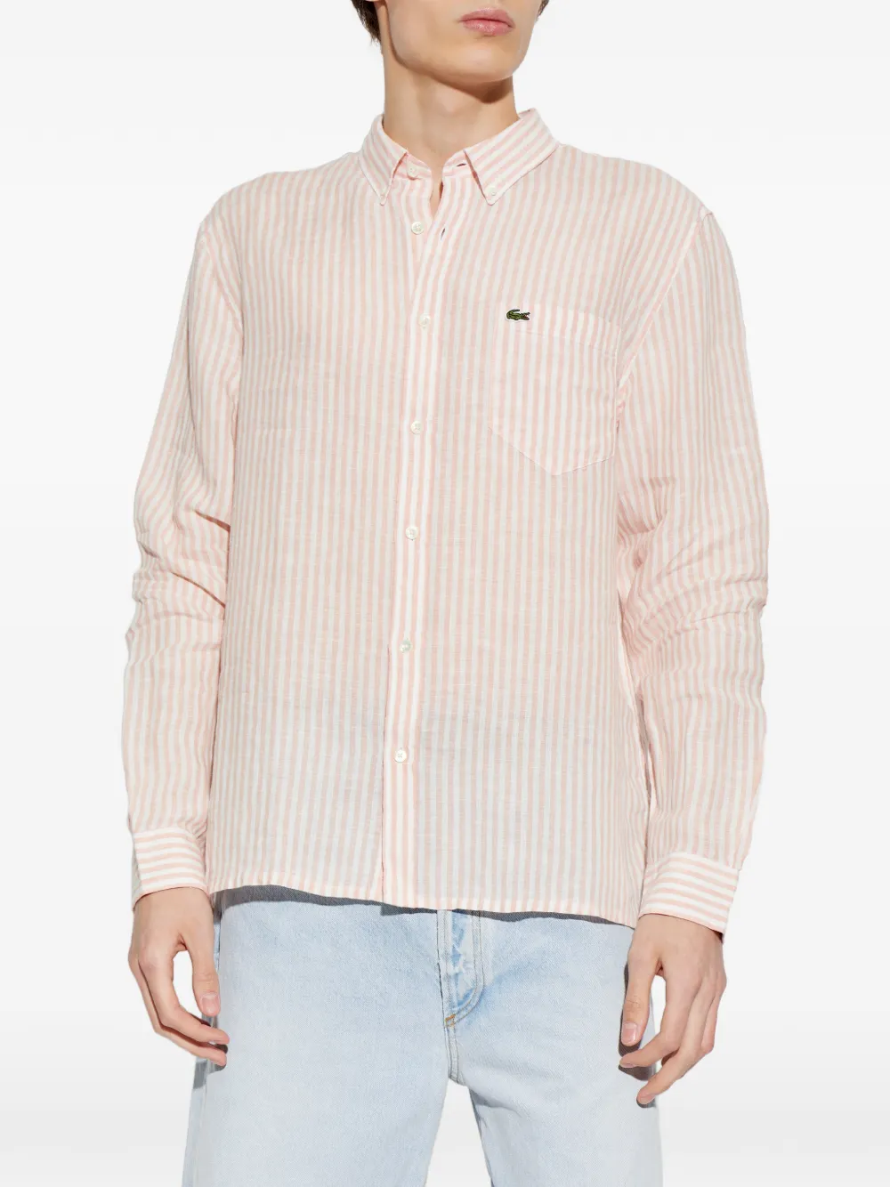 Lacoste Button-down gestreept overhemd Roze