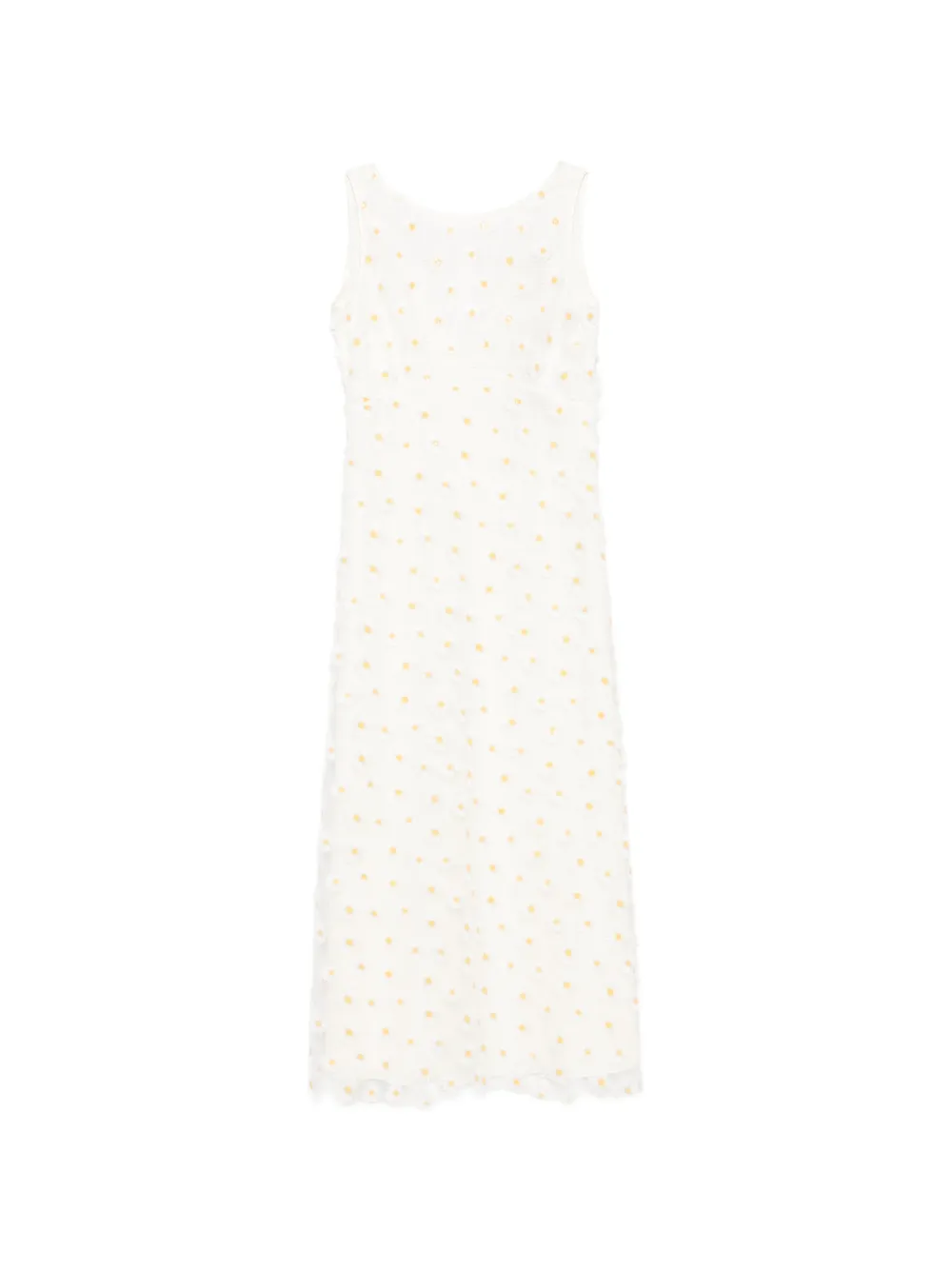 Luisa Cerano floral-appliqué midi dress - Bianco