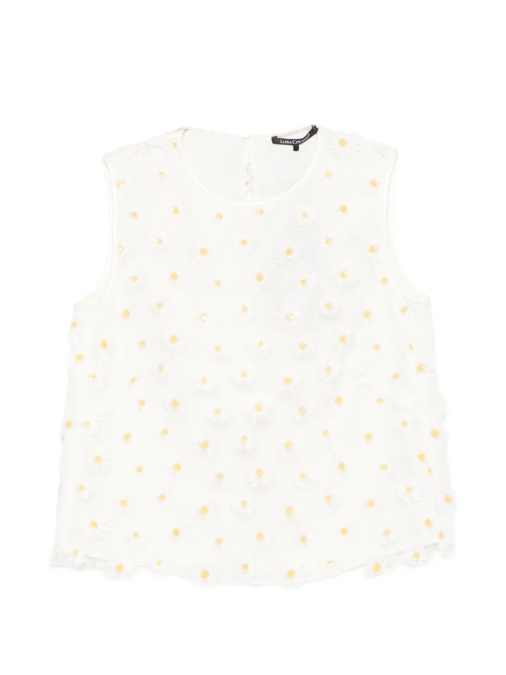 Luisa Cerano floral-appliqué top - Bianco