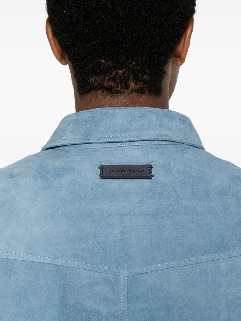 Jacob Cohën Button-up suède shirtjack Blauw