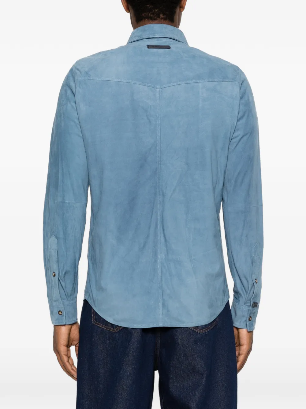 Jacob Cohën Button-up suède shirtjack Blauw