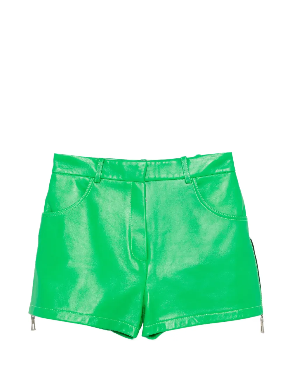 MITILIANE COUTURE zip-detail leather shorts - Grün