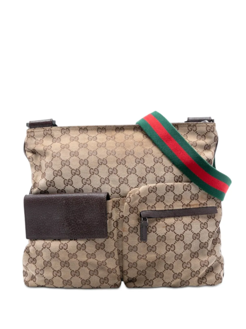 Gucci Pre-Owned 2016-2026 GG Canvas Web Double Pocket crossbody bag - Toni neutri