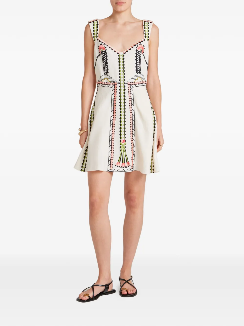 Temperley London Avalon embroidered linen dress - Toni neutri