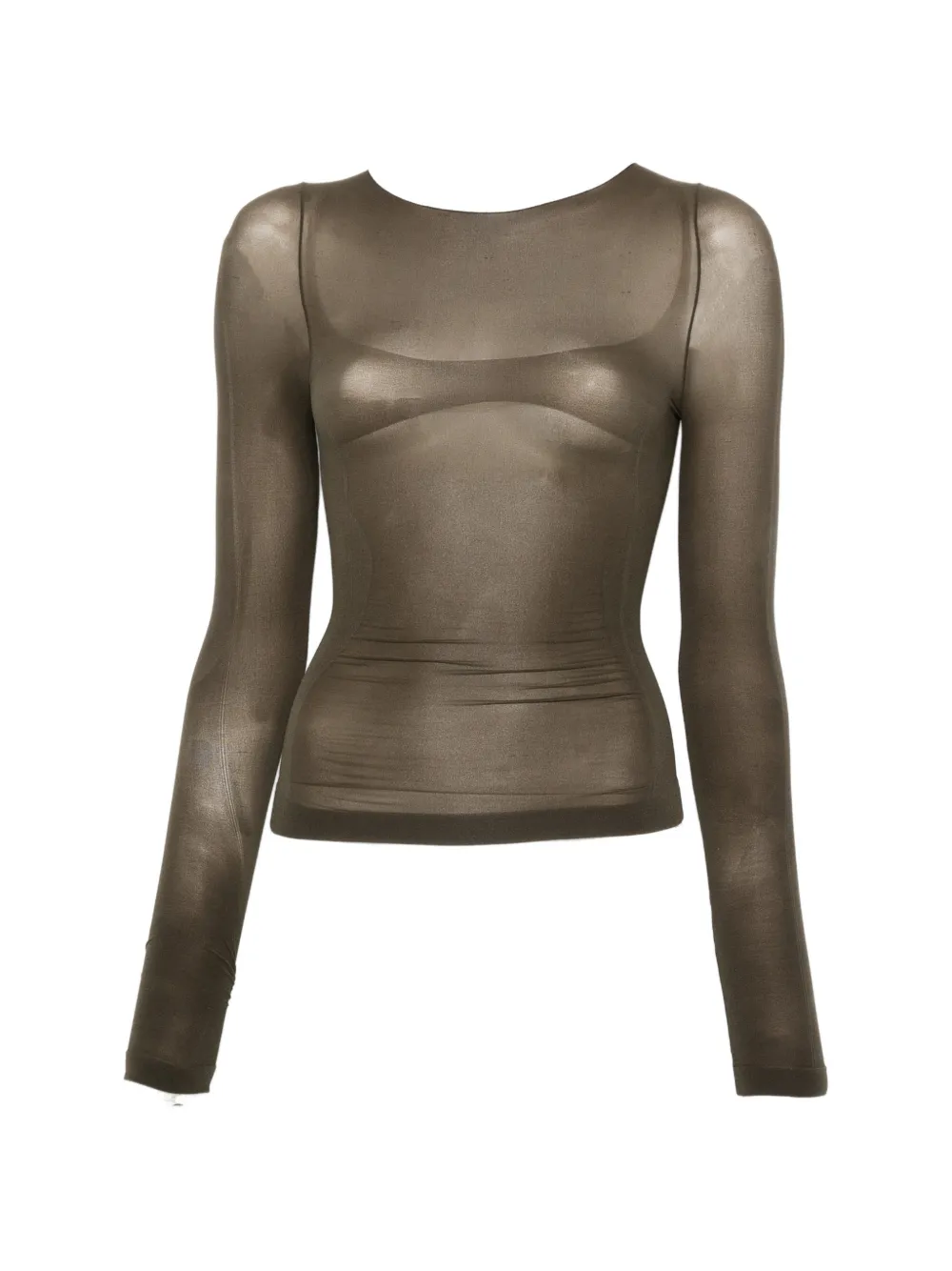 ROA Haze long-sleeve sheer top - Marrone