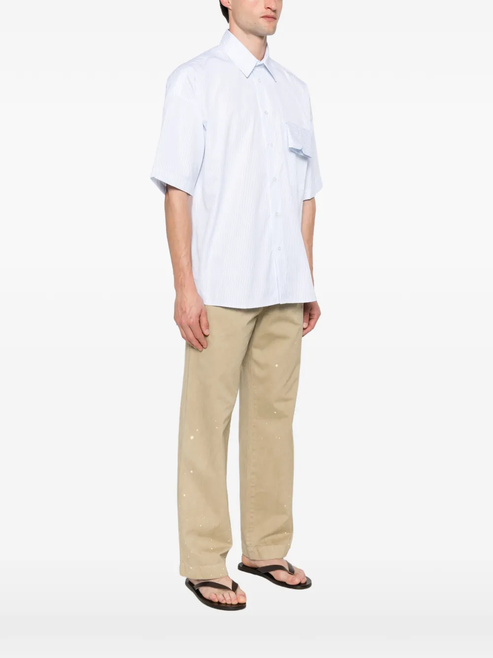 Mtl Studio Polsino Stripe-pattern Shirt In Blue